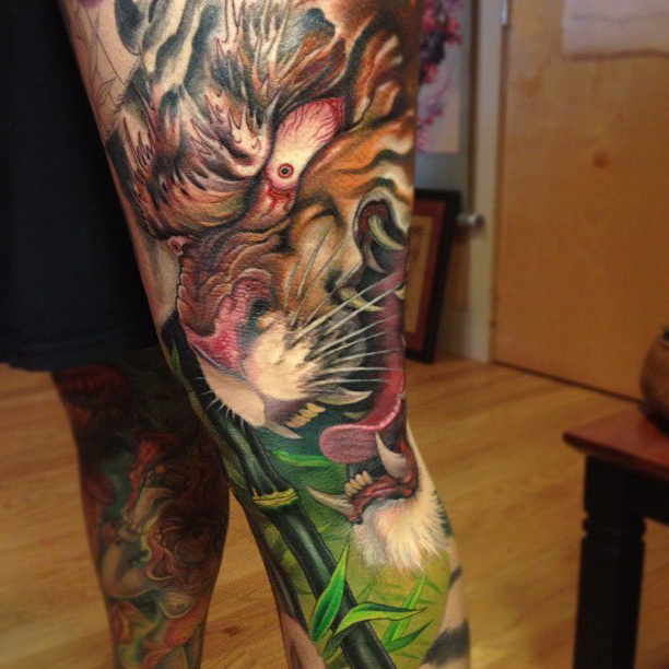 Furious Tiger Japanese Tattoo On Leg Best Tattoo Ideas