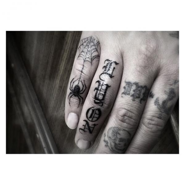 Web Spider Lettering Finger tattoo by Dr Woo Best Tattoo