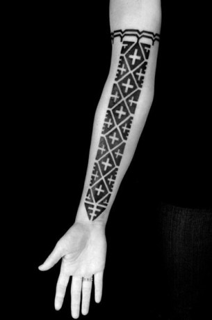 tattoo blackwork arm rhombus crosses tattoos bubbles belly runes sleeve