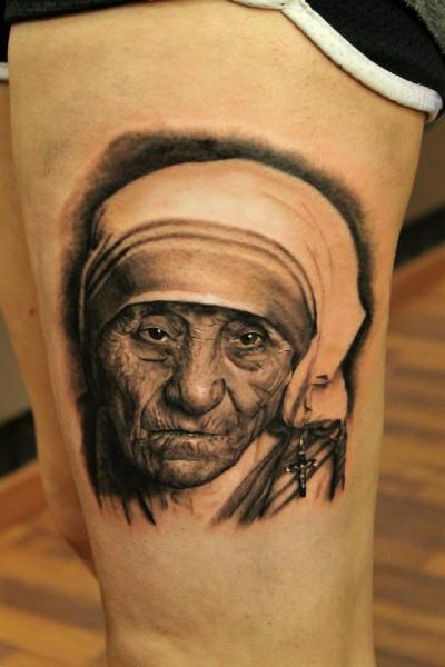 Portrait Maria Tereza tattoo by Georgi Kodzhabashev | Best Tattoo Ideas