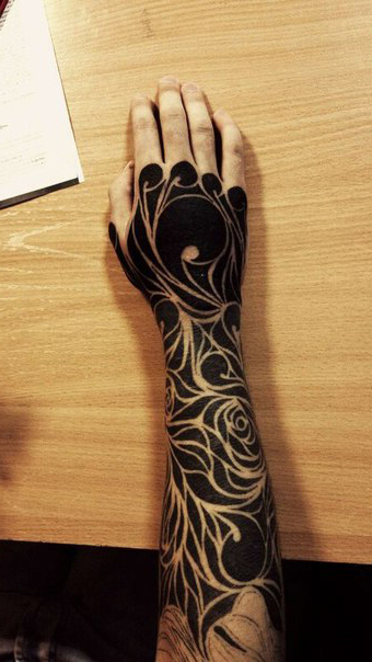 Wind and Roses Blackwork tattoo on Arm | Best Tattoo Ideas Gallery