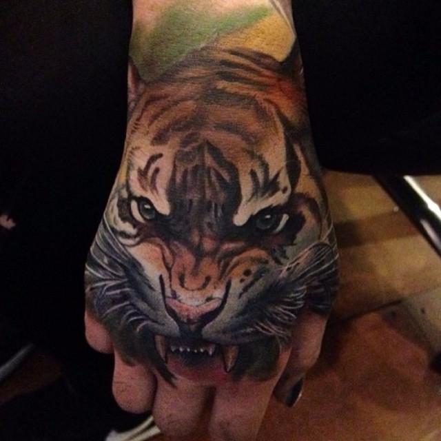 Tiger Face Hand Tattoo Best Tattoo Ideas Gallery
