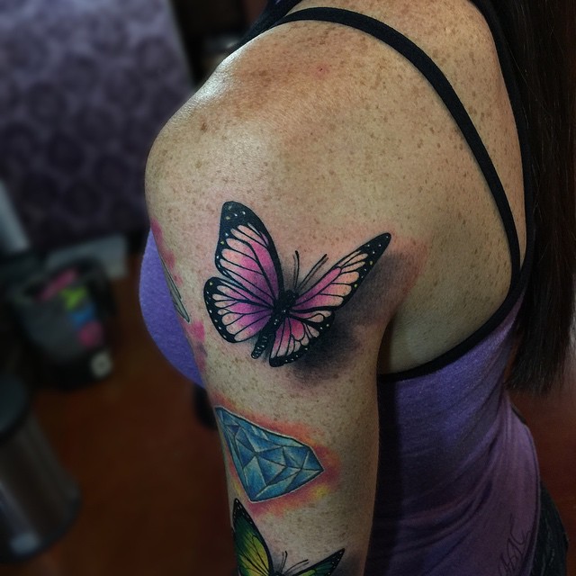 3D Butterfly Shoulder tattoo | Best Tattoo Ideas Gallery