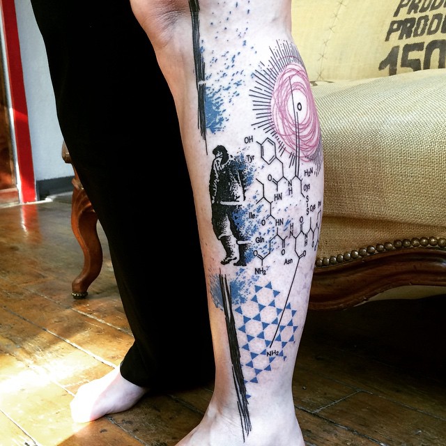 Chemistry Leg tattoo Trash Polka Style | Best Tattoo Ideas Gallery