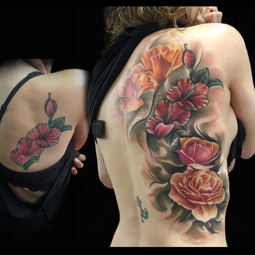 Beautiful Back Flowers Tattoo | Best Tattoo Ideas Gallery