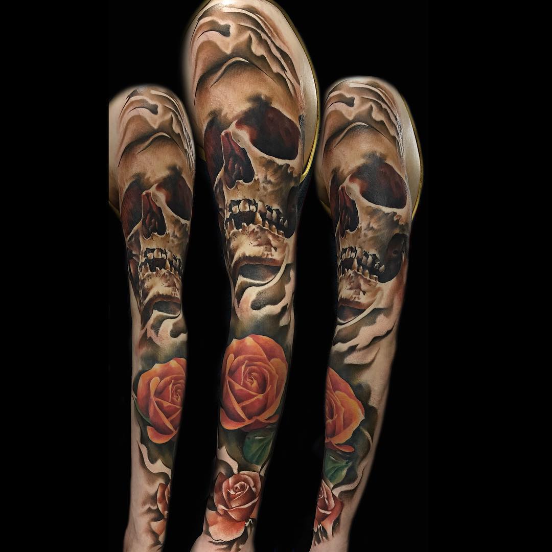 Skull and Roses Tattoo Sleeve Best Tattoo Ideas Gallery