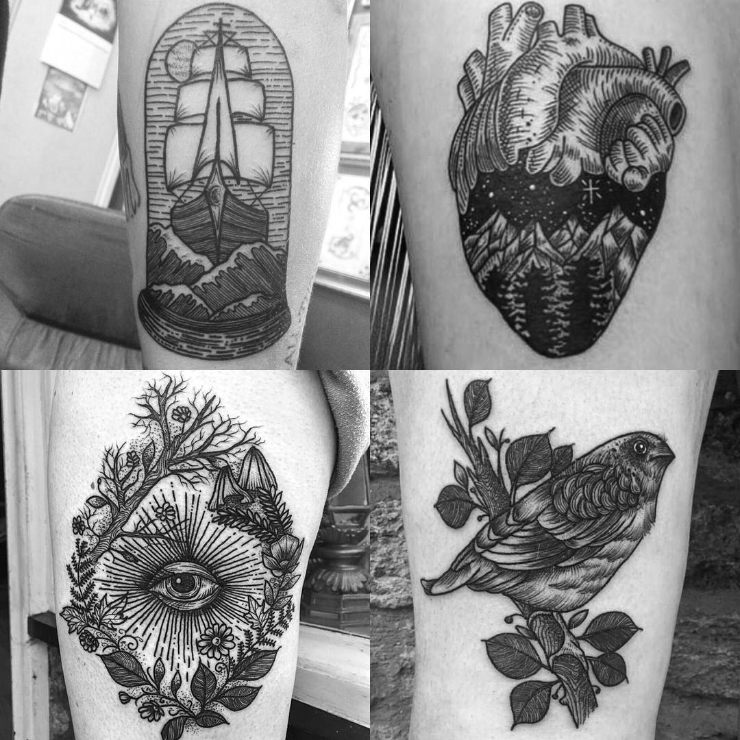 Etching Black and Grey Tattoos | Best Tattoo Ideas Gallery