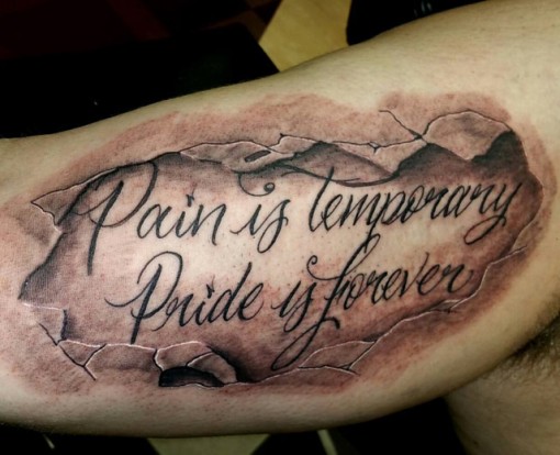 Quote Tattoo on Bicep | Best Tattoo Ideas Gallery