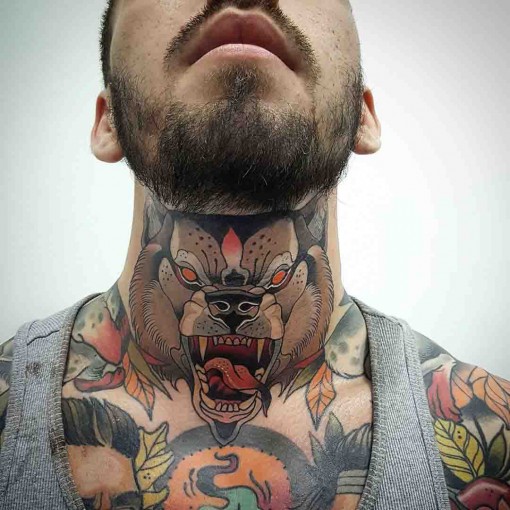 Front Neck Tattoo Wolf | Best Tattoo Ideas Gallery