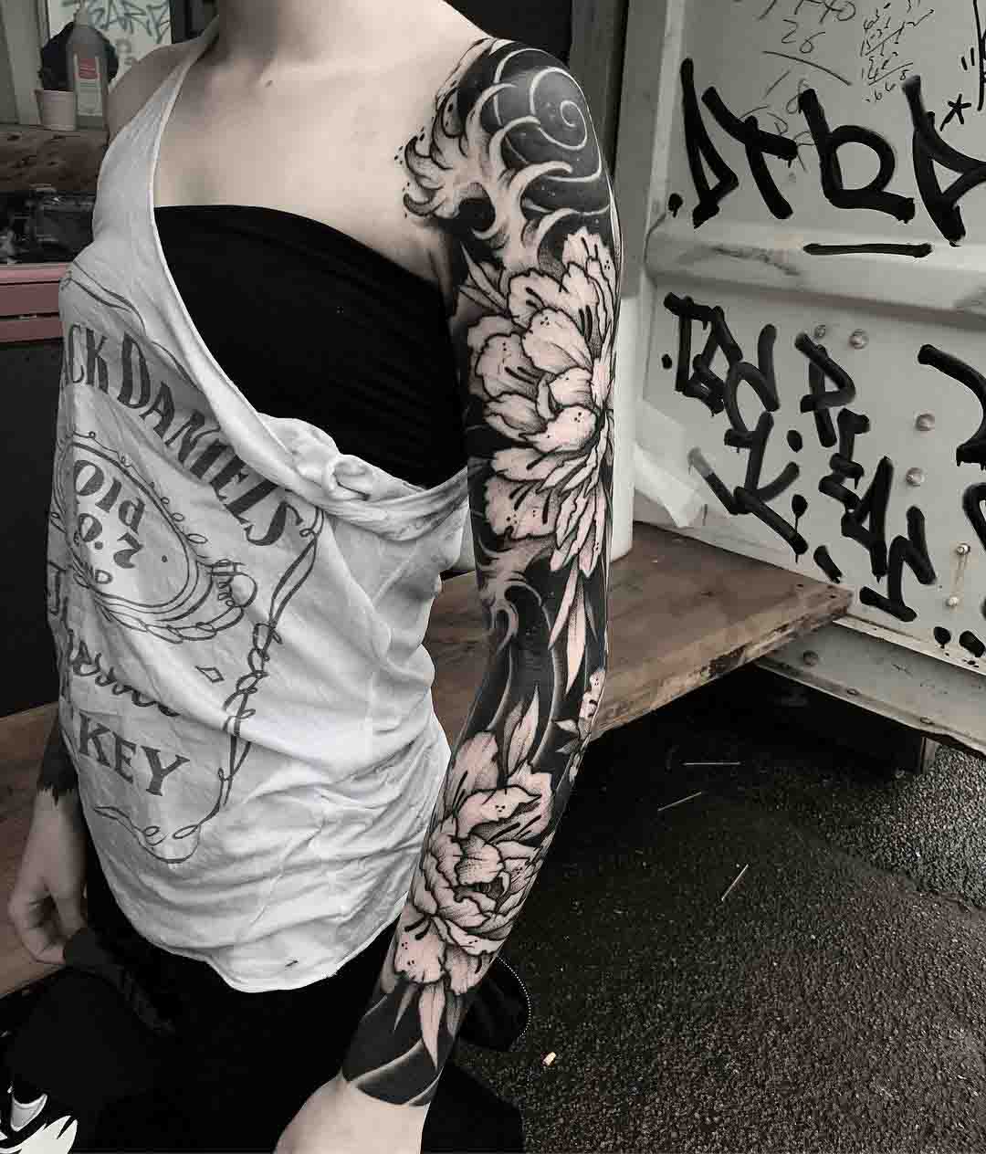 Blackwork Flowers Tattoo Sleeve | Best Tattoo Ideas Gallery