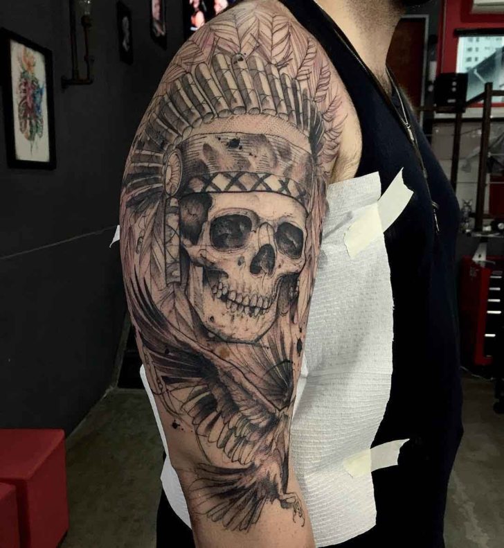 Native Skull Tattoo on Shoulder | Best Tattoo Ideas Gallery