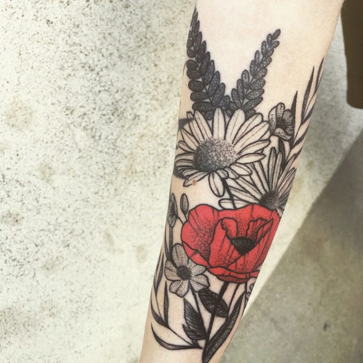 Poppy and Daisy Tattoo on Arm Best Tattoo Ideas Gallery