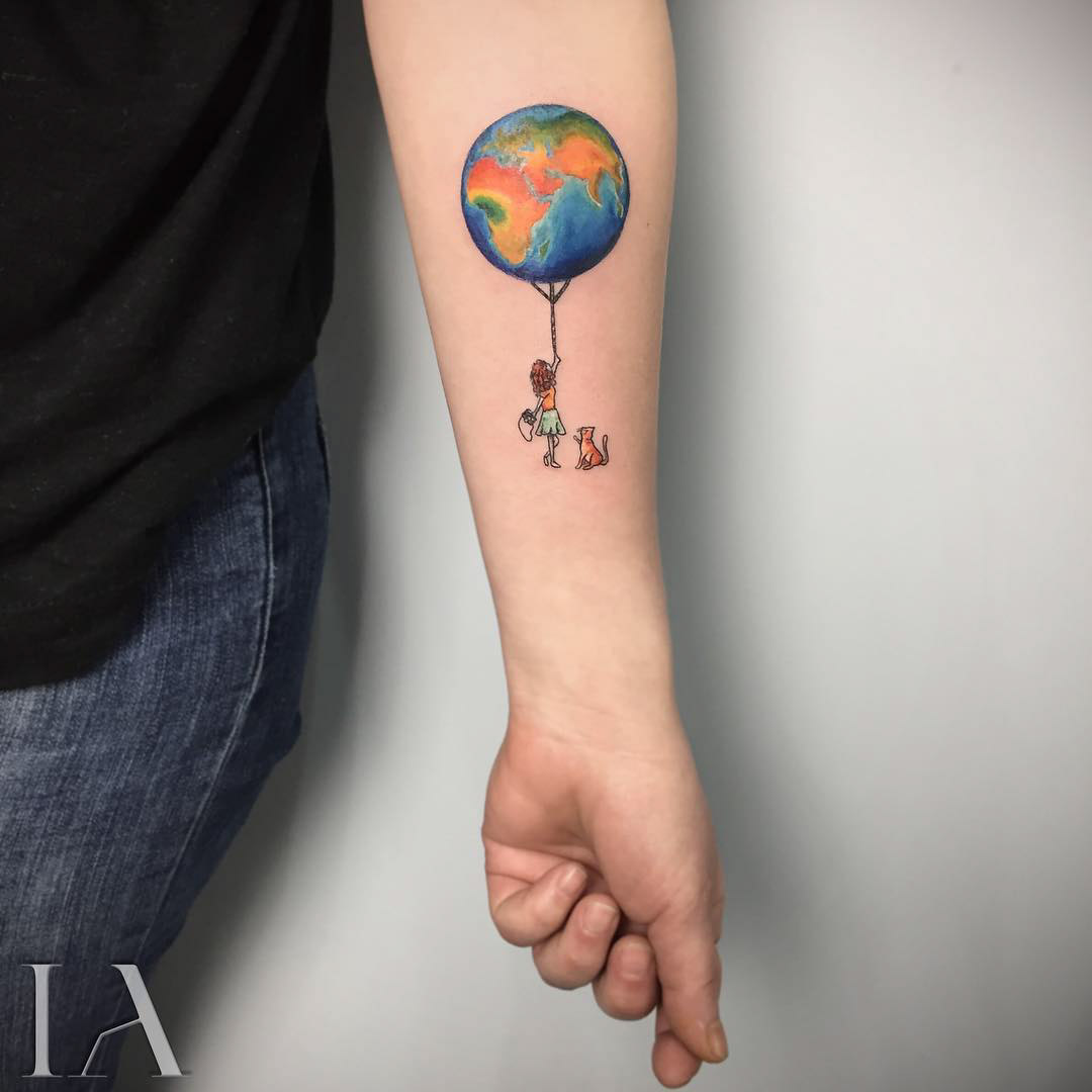 Small Tattoo Earth Balloon | Best Tattoo Ideas Gallery