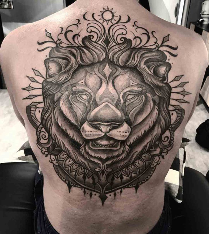 Dotwork Lion Tattoo on Back | Best Tattoo Ideas Gallery