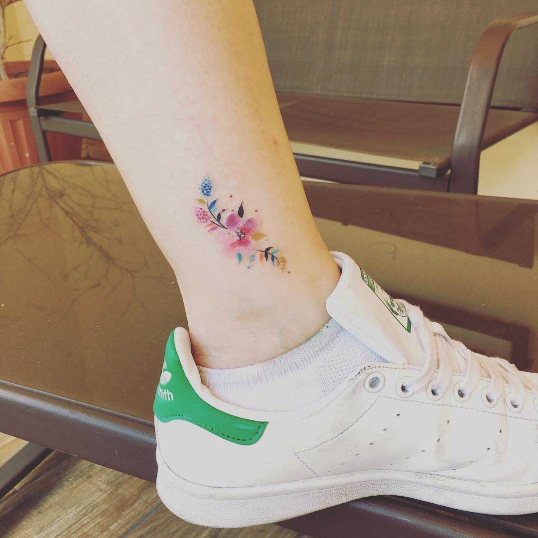 Small Flowers Tattoo on Ankle | Best Tattoo Ideas Gallery