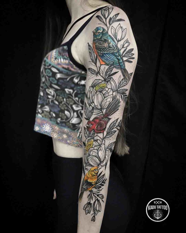 Birds And Flowers Tattoo Sleeve Best Tattoo Ideas Gallery 