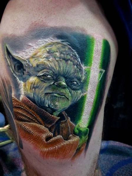 Angry Yoda Star Wars tattoo