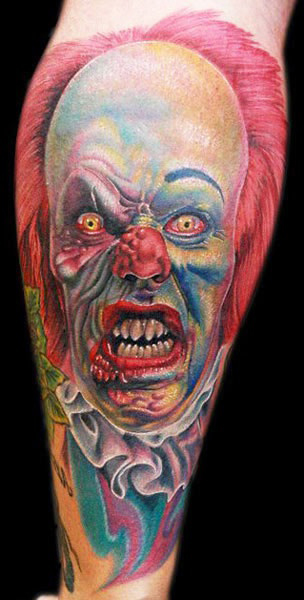 Angry Zombie Evil Clown tattoo