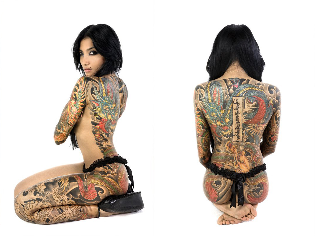 Beautiful Full Body back Dragons japanese tattoo