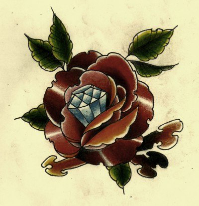Dimond rose drawing tattoo
