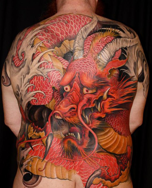 Guilty Red Dragon Full Back japanese tattoo