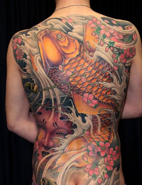 Luck and Happiness full Back japanese tattoo art
