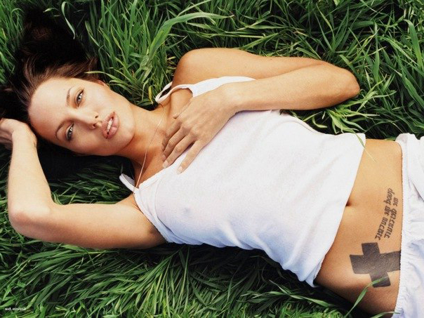 Lying Angelina Jolie tattoo
