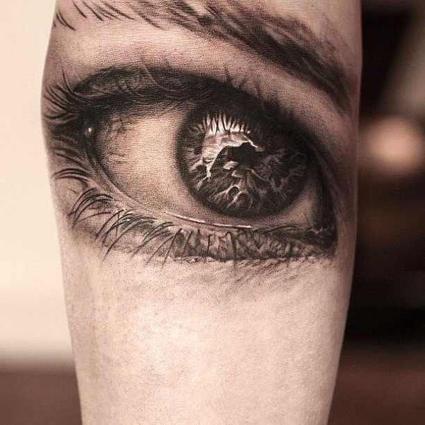 Macro Moist Eye realistic tattoo