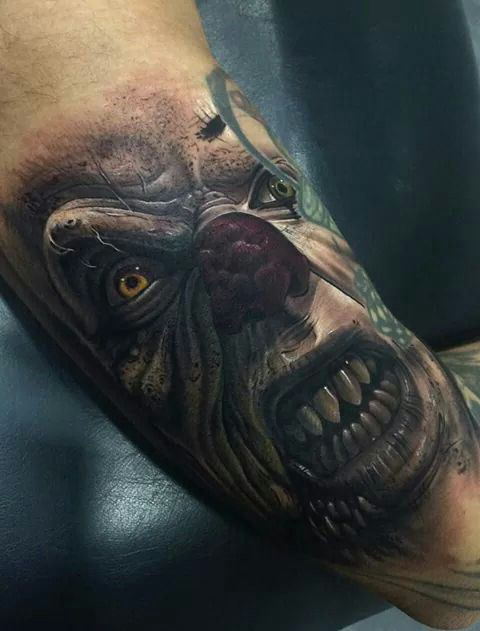 Orcish Look Evil Clown tattoo