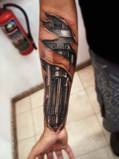 Piston Arm biomechanic tattoo