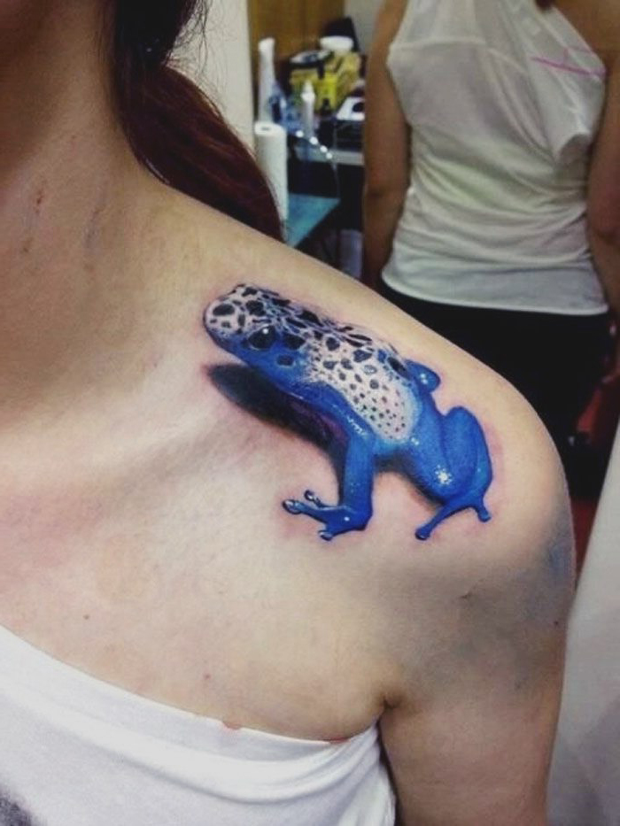 Poisonous Blue Frog 3D tattoo - Best Tattoo Ideas Gallery
