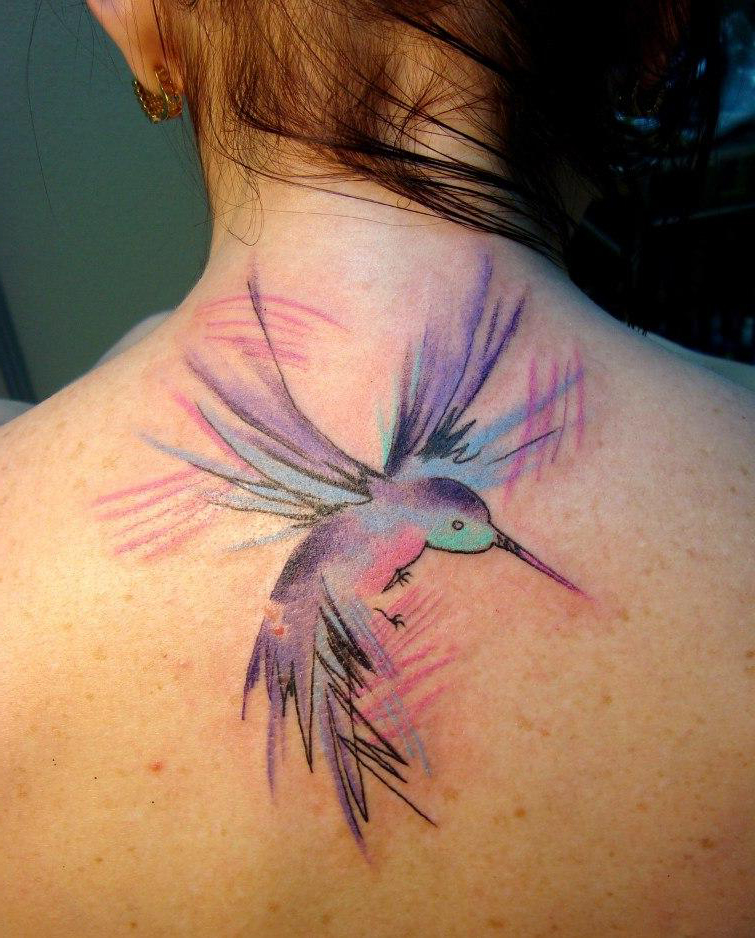 Purple Colibri tattoo