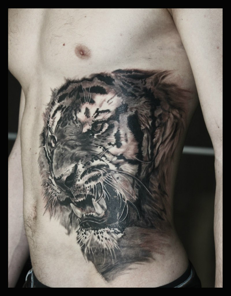 Rampageous Belly Side Tiger tattoo