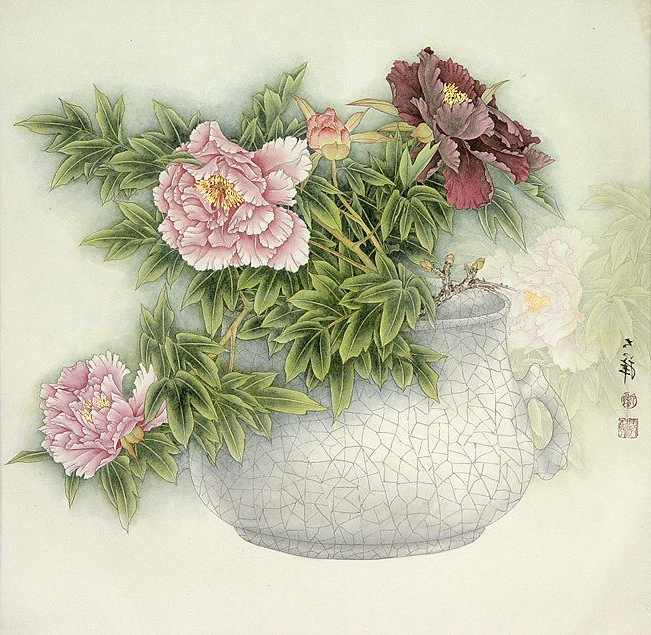 Tattoo flowers in a pot