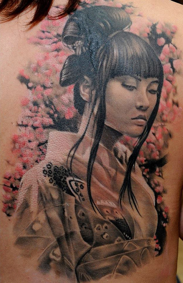 Tender Japanese Girl realistic tattoo
