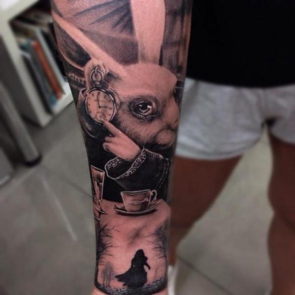 Alice Rabbit Realistic tattoo by Drew Apicture