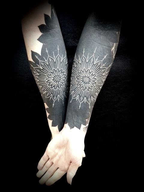 Amazing Both Hands Mandala Blackwork tattoo idea