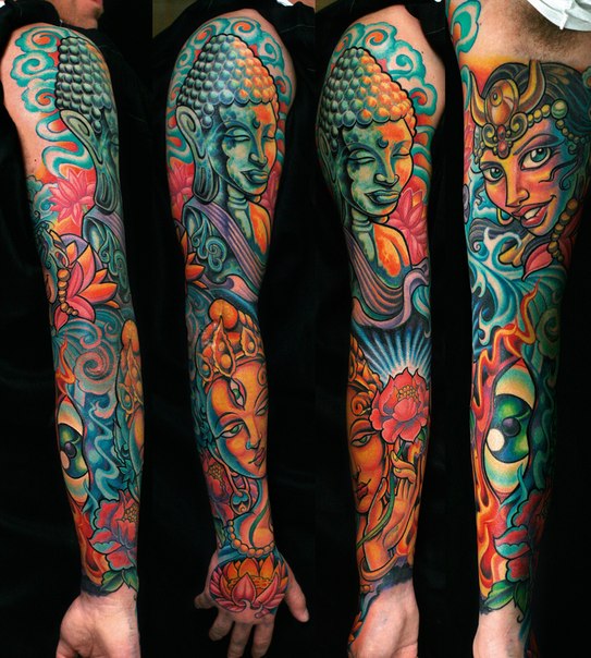 Asian Gods Buddha tattoo sleeve - Best Tattoo Ideas Gallery