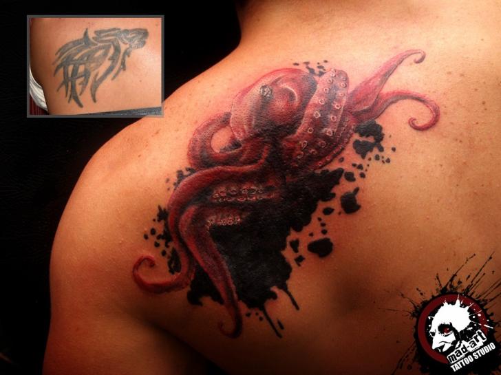 Black Ink Spots Octopus tattoo by Mad-art Tattoo Cover Up