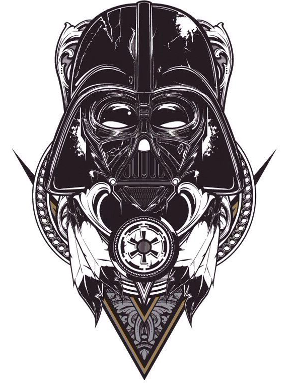Blackwork Vader tattoo sketch