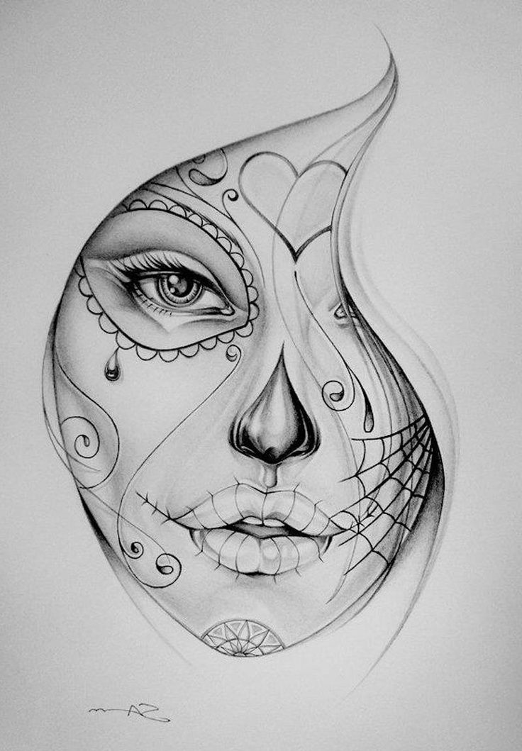 Chicano Girl's Face tattoo sketch