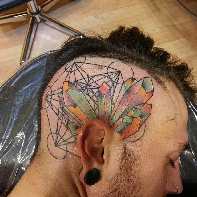 Color Crystals Head tattoo