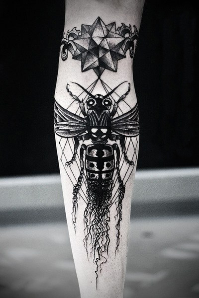 Curly Wasp Graphic tattoo idea on Hand