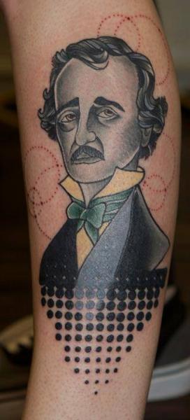Edgar Allan Poe New School tattoo by Last Angels Tattoo