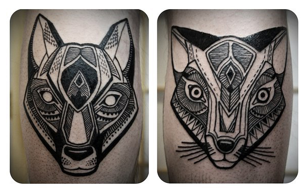 Fox and Cat Graphic tattoo idea