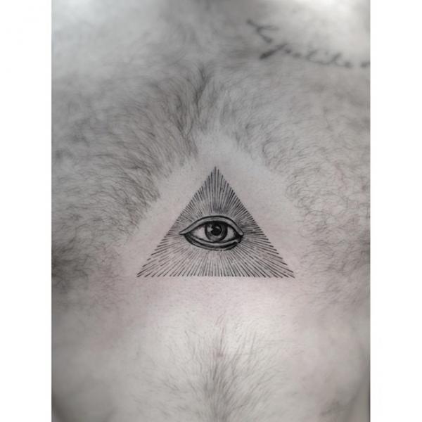 Graphic Eye of Providence tattoo by Dr Woo