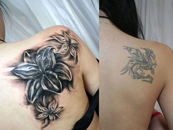 Graphic Shoulder Lily Cover Up tattoo design