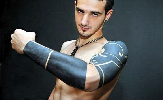 Hand Armor Blackwork tattoo Sleeve