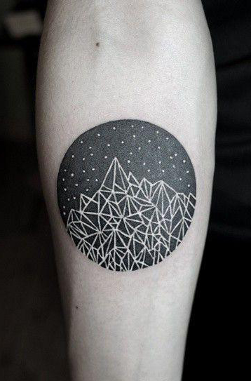 Hand Mountains Blackwork tattoo