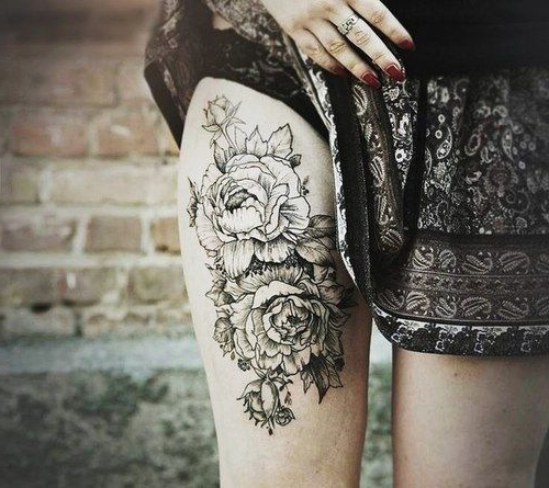 Hip Print Flowers tattoo